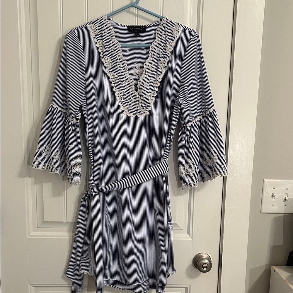 Laundry By Shelli Segal Blue and White Striped Dress